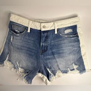 Vervet Los Angeles High Rise Two Tone Denim Shorts Medium